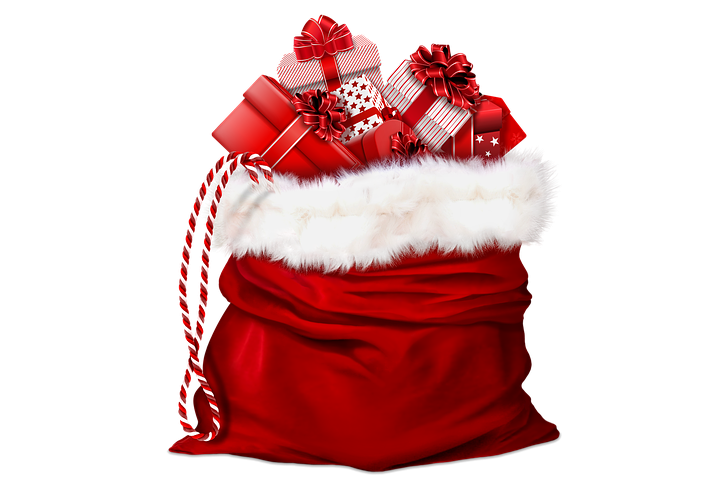 Santa Claus's red bag full of presents